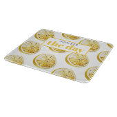 黄色モダンレモンのパターンと絞り日 カッティングボード (角)