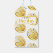 黄色モダンレモンのパターンと絞り日 ギフトタグ (正面)
