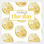 黄色モダンレモンのパターンと絞り日 スクエアシール (正面)