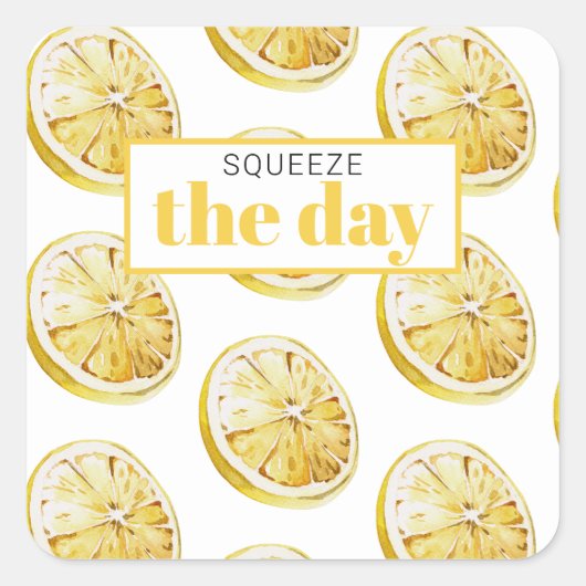 黄色モダンレモンのパターンと絞り日 スクエアシール (正面)