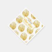 黄色モダンレモンのパターンと絞り日 スタンダードカクテルナプキン (角)