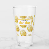 黄色モダンレモンのパターンと絞り日 タンブラーグラス (正面)