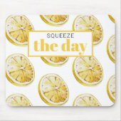 黄色モダンレモンのパターンと絞り日 マウスパッド (正面)