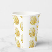 黄色モダンレモンのパターンと絞り日 紙コップ (右)