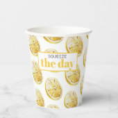 黄色モダンレモンのパターンと絞り日 紙コップ (正面)