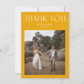 黄色モダン写真結婚のサンキューカード サンキューカード (正面)