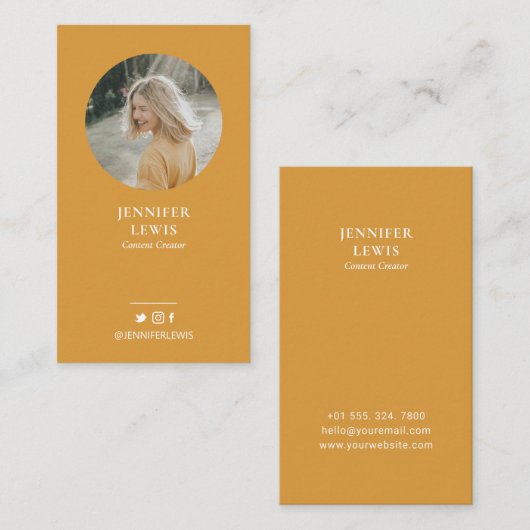 黄色モダン写真SNS名刺 名刺 (正面/裏面)