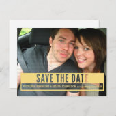 黄色モダン切り取り日付はがきを保存 案内ポストカード (正面/裏面)