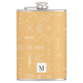 黄色モダン幾何学模様カスタムモノグラム フラスク