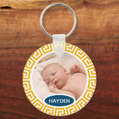 黄色モダン幾何学的カスタム写真 キーホルダー (正面)