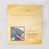 黄色モダン水彩写真結婚の折り畳み プレイスカード (外部開封)