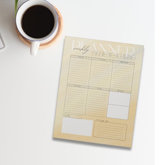 黄色モダン水彩週間プランナーメモ帳 ノートパッド