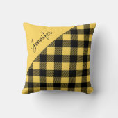 黄色モダン水牛のプレイドチェックパターン名 クッション (裏面)