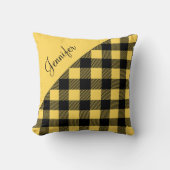 黄色モダン水牛のプレイドチェックパターン名 クッション (正面)
