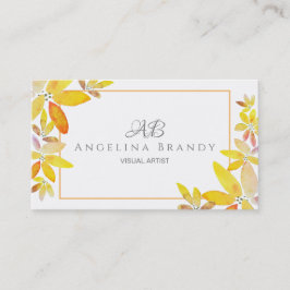 黄色モダン水色フローラ名刺 名刺
