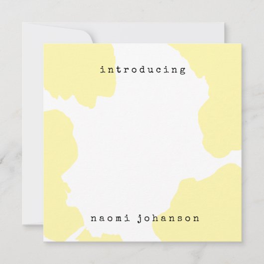 黄色モダン水色ベビー発表 招待状 (正面)