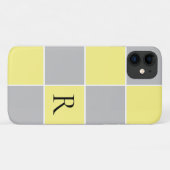 黄色モダン灰色の正方形カラーブロックモノグラムの Case-Mate iPhoneケース (裏面(横))