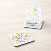 黄色モダン灰色の水色フローラモチーフ コースター (右側)