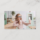 黄色モダン灰色スクリプトフォトQRコードカスタム 名刺 (裏面)