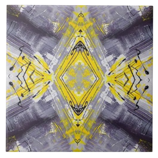 黄色モダン灰色トレンディーパターン タイル (正面)