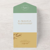 黄色モダン灰色結婚（穴あきRSVP付き） オールインワン招待状 (外側)