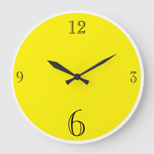 黄色モダン無地の色基本ミニマル主義 ラージ壁時計 (正面)