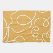 黄色モダン線ミニマルブラシストローク キッチンタオル (横)