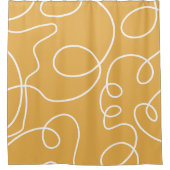 黄色モダン線ミニマルブラシストローク シャワーカーテン (正面)