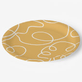 黄色モダン線ミニマルブラシストローク ペーパープレート (アングル)