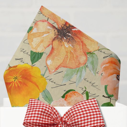 黄色モダン花の文字を分離 薄葉紙