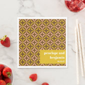 黄色モダン茶色のパターンレトロカスタムウェディング スタンダードランチョンナプキン (インサイチュ)