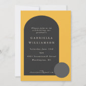 黄色モダン黒はっきりした形卒業パーティー 招待状 (正面)