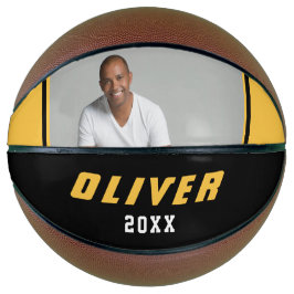 黄色モダン黒名前をカスタムする文字写真 バスケットボール