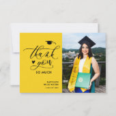 黄色モダン黒字最小語卒業 サンキューカード (正面)