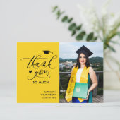 黄色モダン黒字最小語卒業 サンキューカード (スタンド正面)