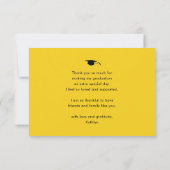 黄色モダン黒字最小語卒業 サンキューカード (裏面)