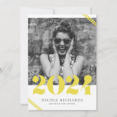 黄色モダン2024年写真卒業 招待状 (正面)