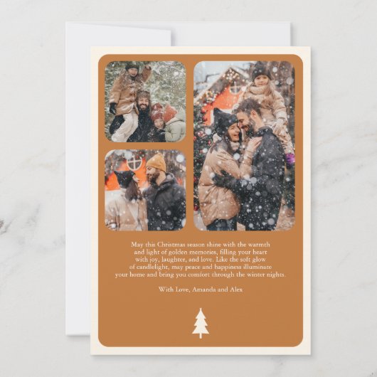 黄色モダン6ミニマルフォトコラージュのクリスマス シーズンカード (裏面)