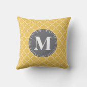 黄色モノグラムののモロッコ格子/グレー クッション (裏面)