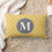 黄色モノグラムののモロッコ格子/グレー ランバークッション (ブランケット)