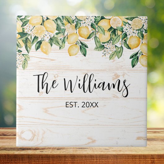 黄色モノグラムのレモンツリーホワイトウッド タイル