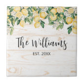 黄色モノグラムのレモンツリーホワイトウッド タイル (正面)