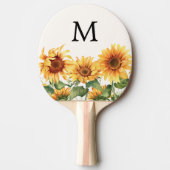 黄色モノグラムの素朴ひまわり園 卓球ラケット (正面)