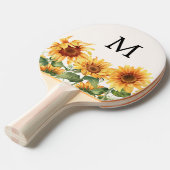 黄色モノグラムの素朴ひまわり園 卓球ラケット (正面アングル)