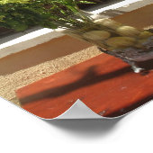 黄色ユニークの花とレモンのフローラセンター ポスター (角)