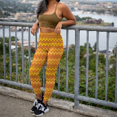 黄色ユニークオはっきりしたレンジ縦ストライプカッコいい レギンス