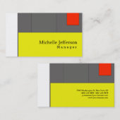 黄色ユニークスタイリッシュ赤灰色の白モダン平野 名刺 (正面/裏面)