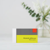 黄色ユニークスタイリッシュ赤灰色の白モダン平野 名刺 (スタンド正面)