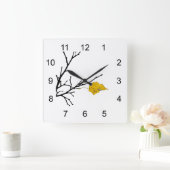 黄色ライムの木の葉 スクエア壁時計 (ホーム)