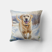 黄色ラブラドール冬雪水色の犬の品種 クッション (裏面)